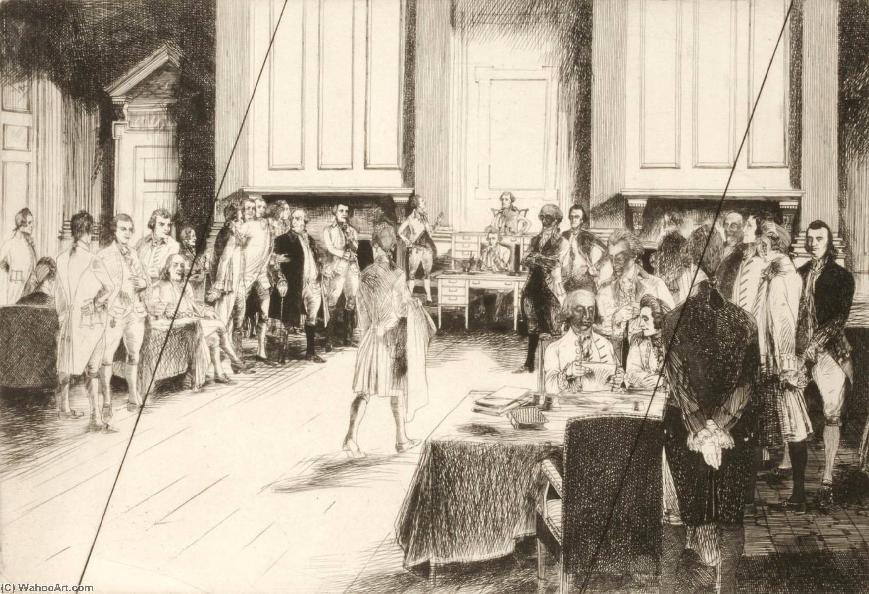 WikiOO.org - Enciclopedia of Fine Arts - Pictura, lucrări de artă John W Winkler - The Constitutional Convention (cancelled plate from the portfolio The Bicentennial Pageant of George Washington )