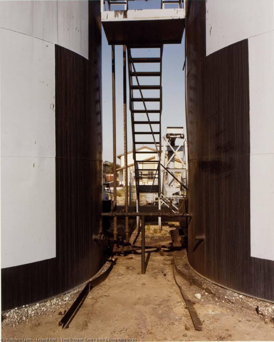 Wikioo.org – La Enciclopedia de las Bellas Artes - Pintura, Obras de arte de Leland Rice - dos acumulador  tanques  enestado  conectando  pasos