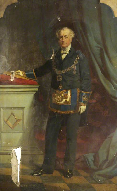 Wikioo.org - The Encyclopedia of Fine Arts - Painting, Artwork by Edwin Williams - James Henry Legge (1804–1883), 3rd Baron Sherborne in Masonic Robes
