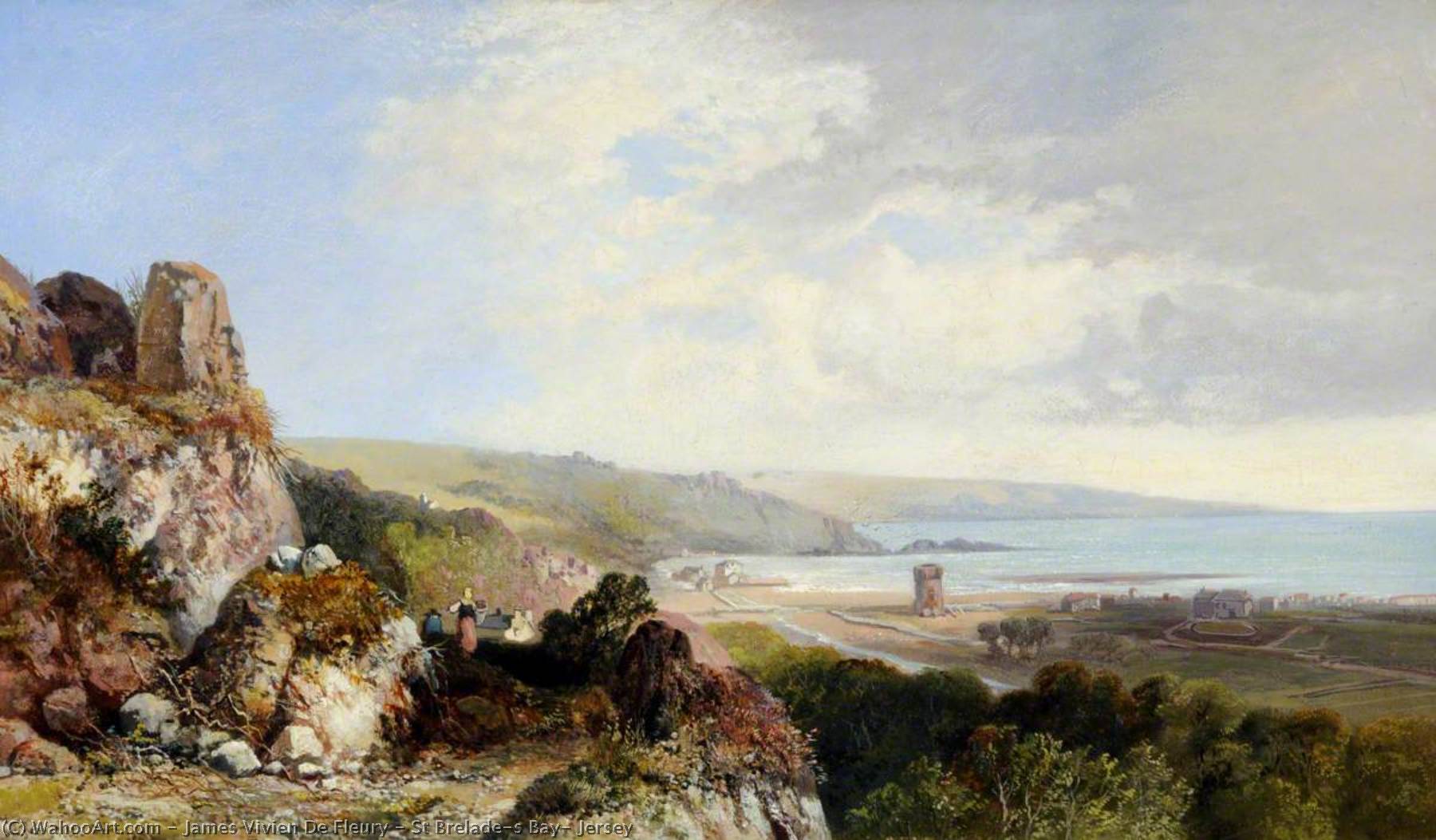 Wikioo.org - The Encyclopedia of Fine Arts - Painting, Artwork by James Vivien De Fleury - St Brelade's Bay, Jersey