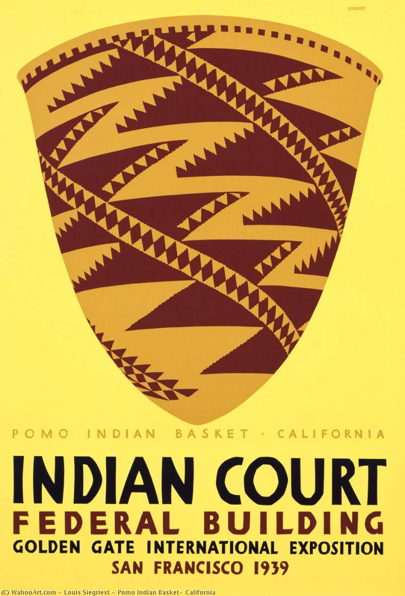 Wikioo.org - The Encyclopedia of Fine Arts - Painting, Artwork by Louis Siegriest - Pomo Indian Basket, California