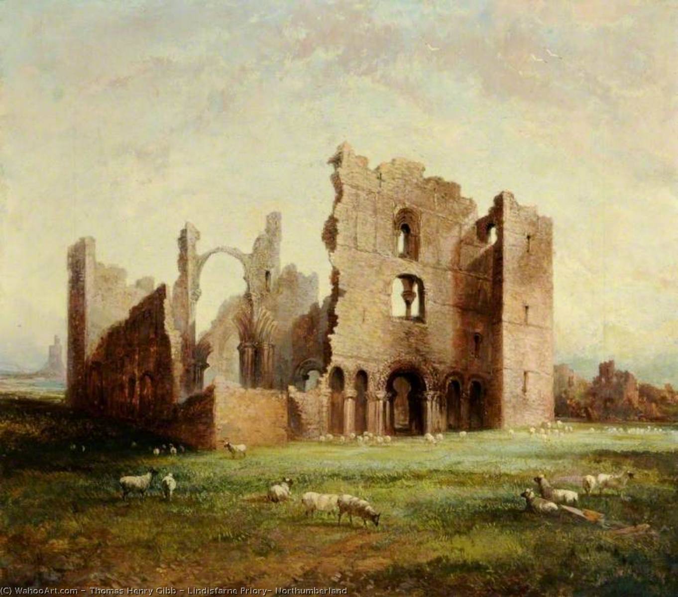 Wikioo.org - The Encyclopedia of Fine Arts - Painting, Artwork by Thomas Henry Gibb - Lindisfarne Priory, Northumberland
