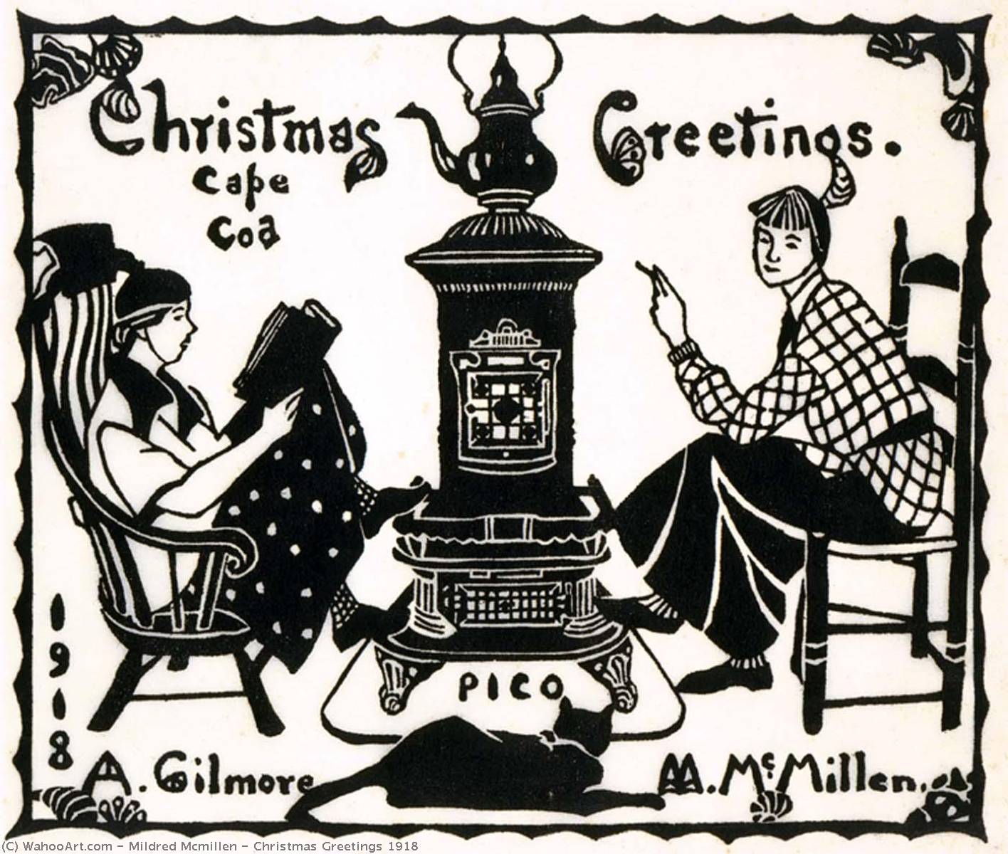 Wikioo.org - The Encyclopedia of Fine Arts - Painting, Artwork by Mildred Mcmillen - Christmas Greetings 1918