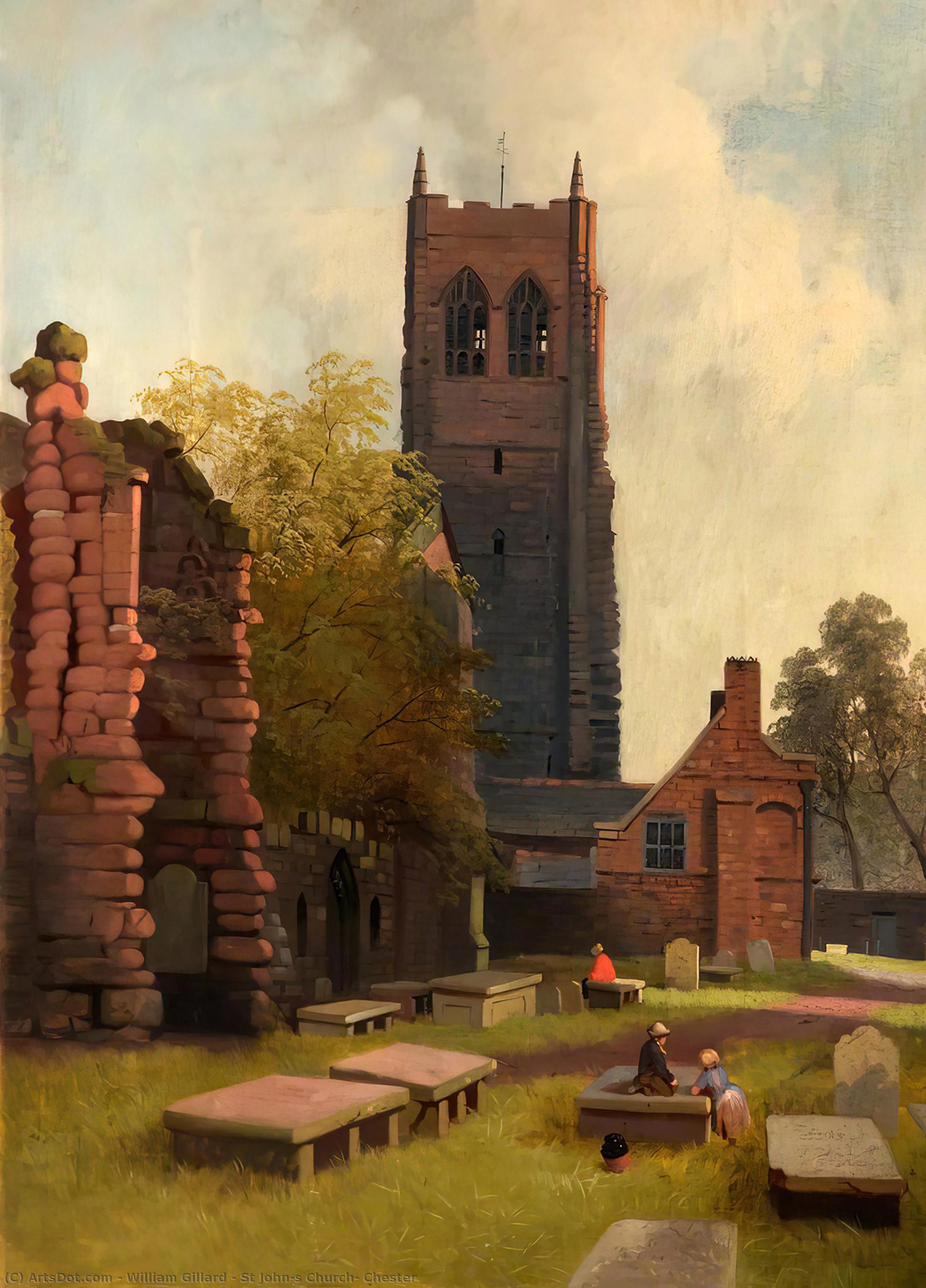 Wikioo.org - The Encyclopedia of Fine Arts - Painting, Artwork by William Gillard - St John's Church, Chester
