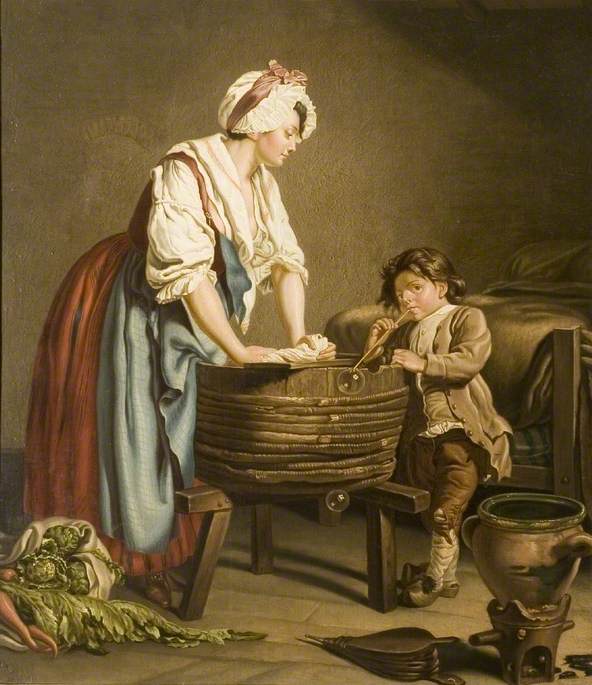 Wikioo.org - The Encyclopedia of Fine Arts - Painting, Artwork by Josephus Laurentius Dyckmans - Lady Standing at a Wash Tub