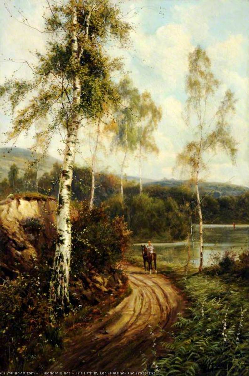 Wikioo.org - The Encyclopedia of Fine Arts - Painting, Artwork by Theodore Hines - The Path by Loch Katrine, the Trossachs