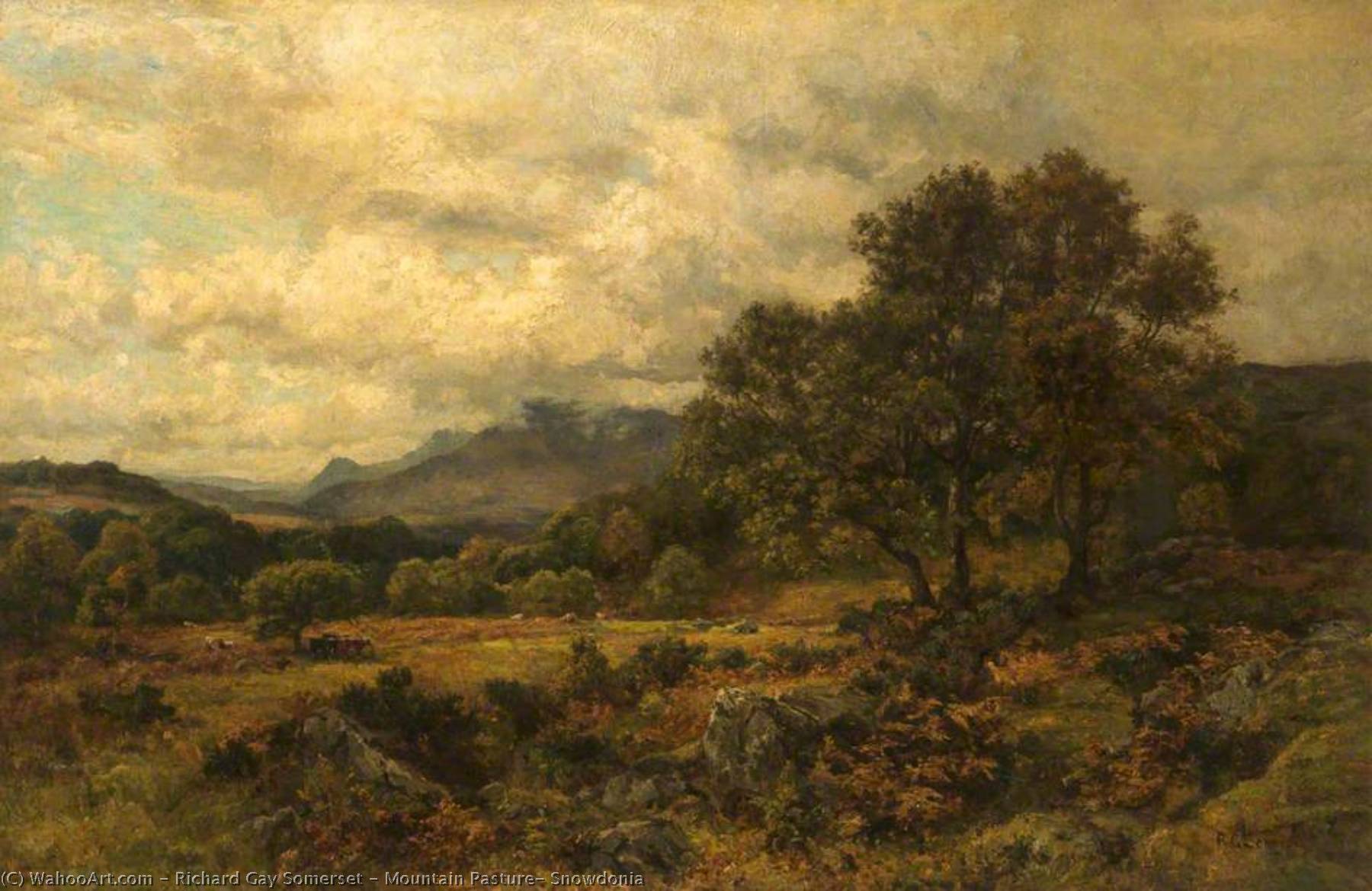 Wikioo.org - The Encyclopedia of Fine Arts - Painting, Artwork by Richard Gay Somerset - Mountain Pasture, Snowdonia