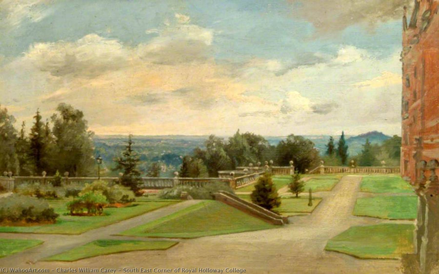 Wikioo.org - The Encyclopedia of Fine Arts - Painting, Artwork by Charles William Carey - South East Corner of Royal Holloway College