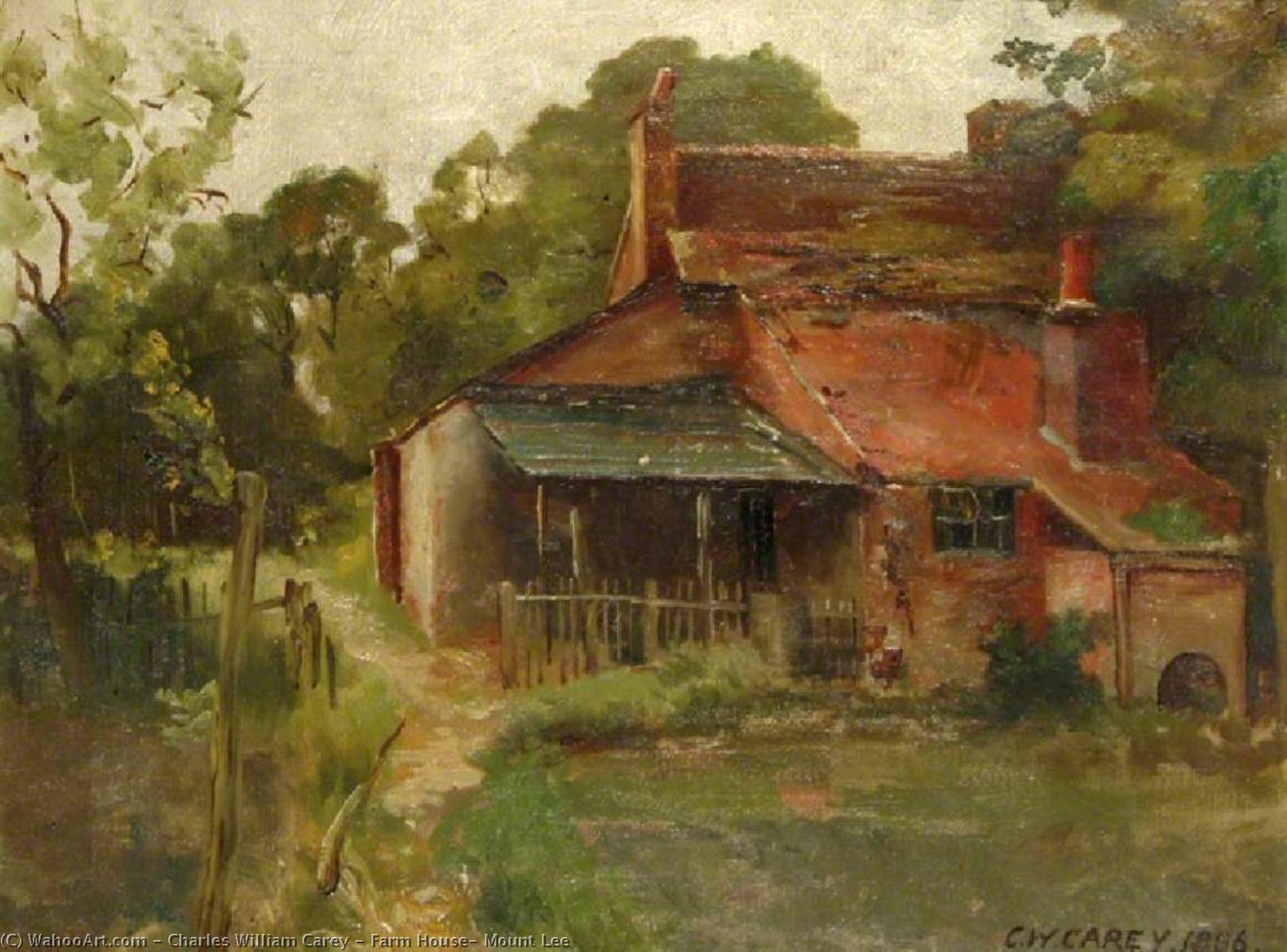Wikioo.org - The Encyclopedia of Fine Arts - Painting, Artwork by Charles William Carey - Farm House, Mount Lee