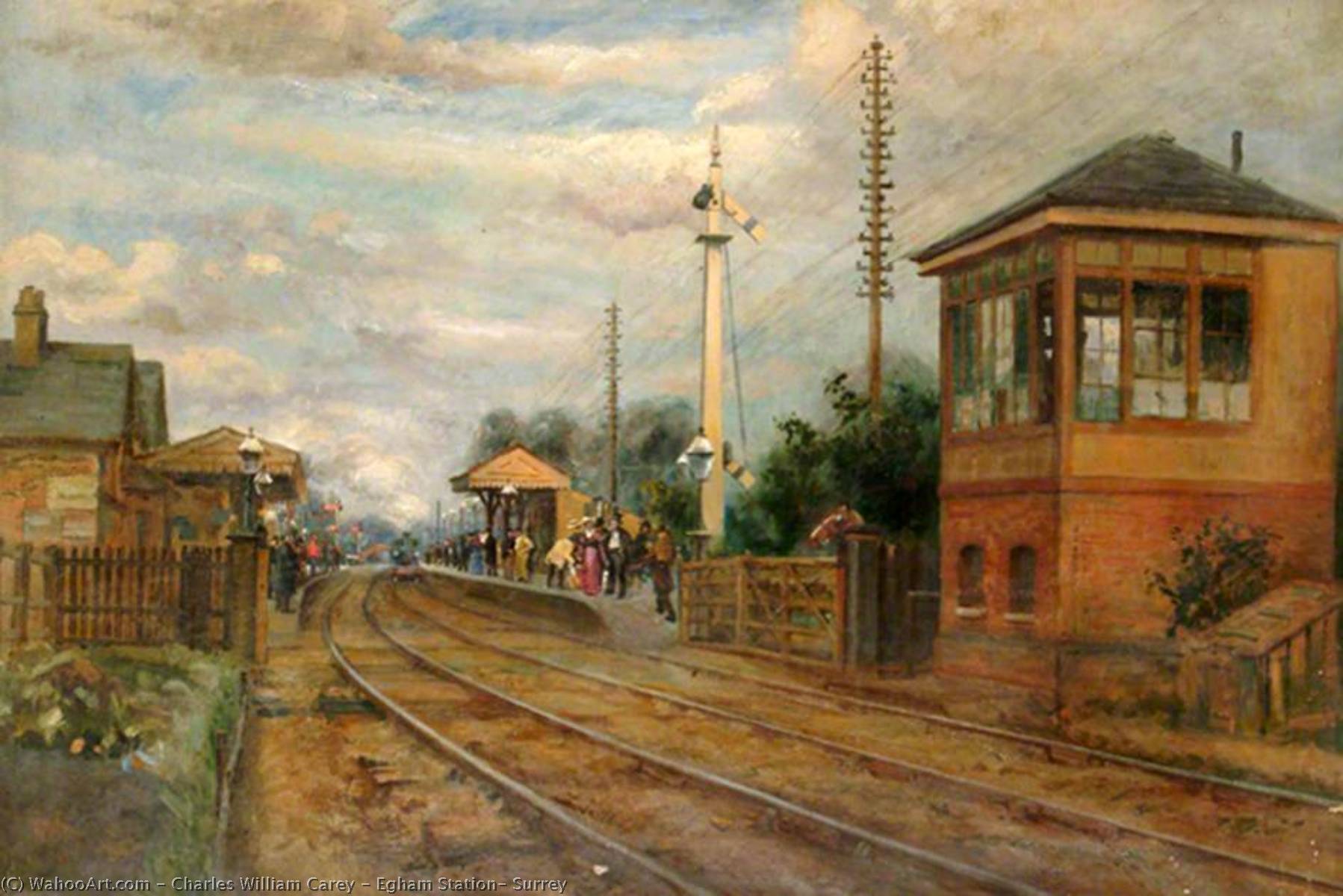 Wikioo.org - The Encyclopedia of Fine Arts - Painting, Artwork by Charles William Carey - Egham Station, Surrey