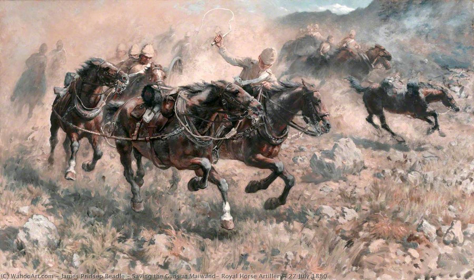 Wikioo.org - The Encyclopedia of Fine Arts - Painting, Artwork by James Prinsep Beadle - Saving the Guns at Maiwand, Royal Horse Artillery, 27 July 1880
