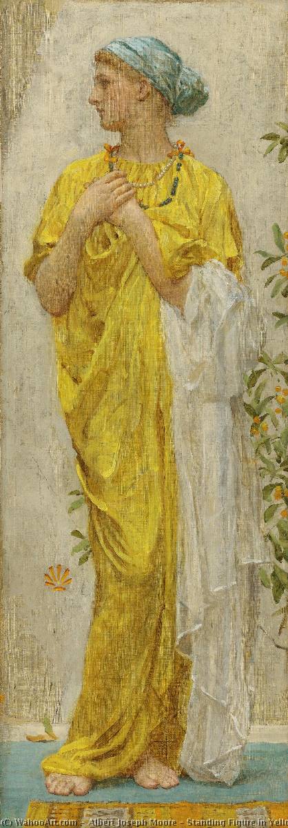 Wikioo.org - The Encyclopedia of Fine Arts - Painting, Artwork by Albert Joseph Moore - Standing Figure in Yellow and Blue Study for Topaz