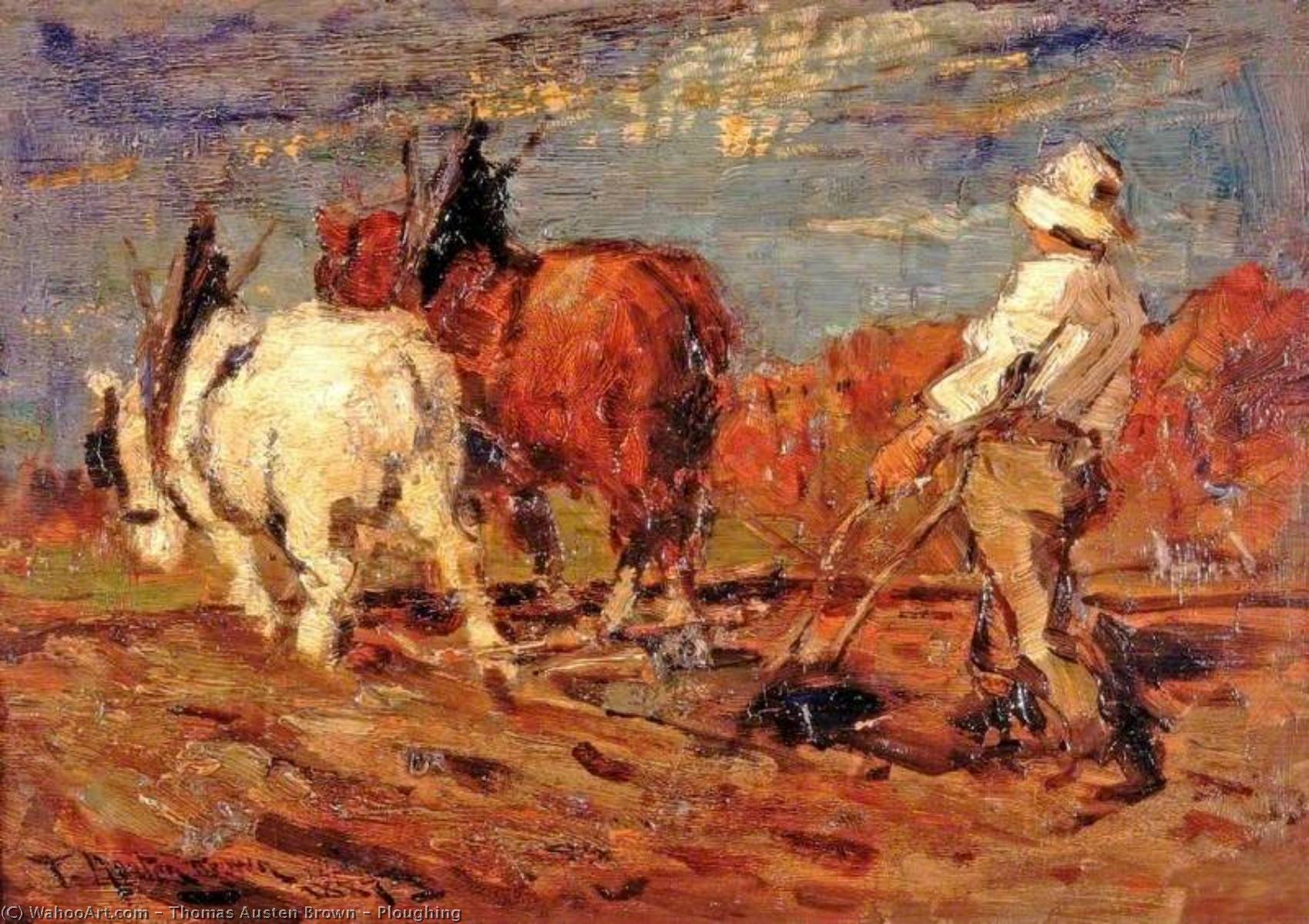 Wikioo.org - The Encyclopedia of Fine Arts - Painting, Artwork by Thomas Austen Brown - Ploughing