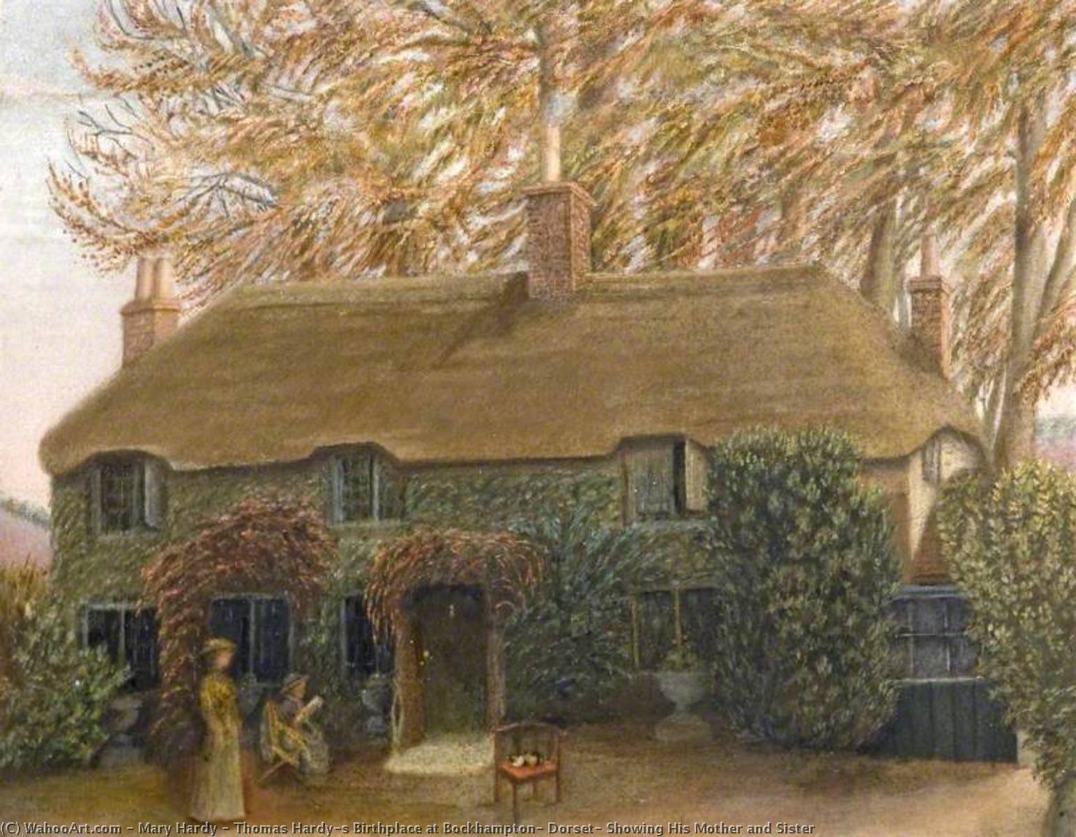 Wikioo.org - The Encyclopedia of Fine Arts - Painting, Artwork by Mary Hardy - Thomas Hardy's Birthplace at Bockhampton, Dorset, Showing His Mother and Sister
