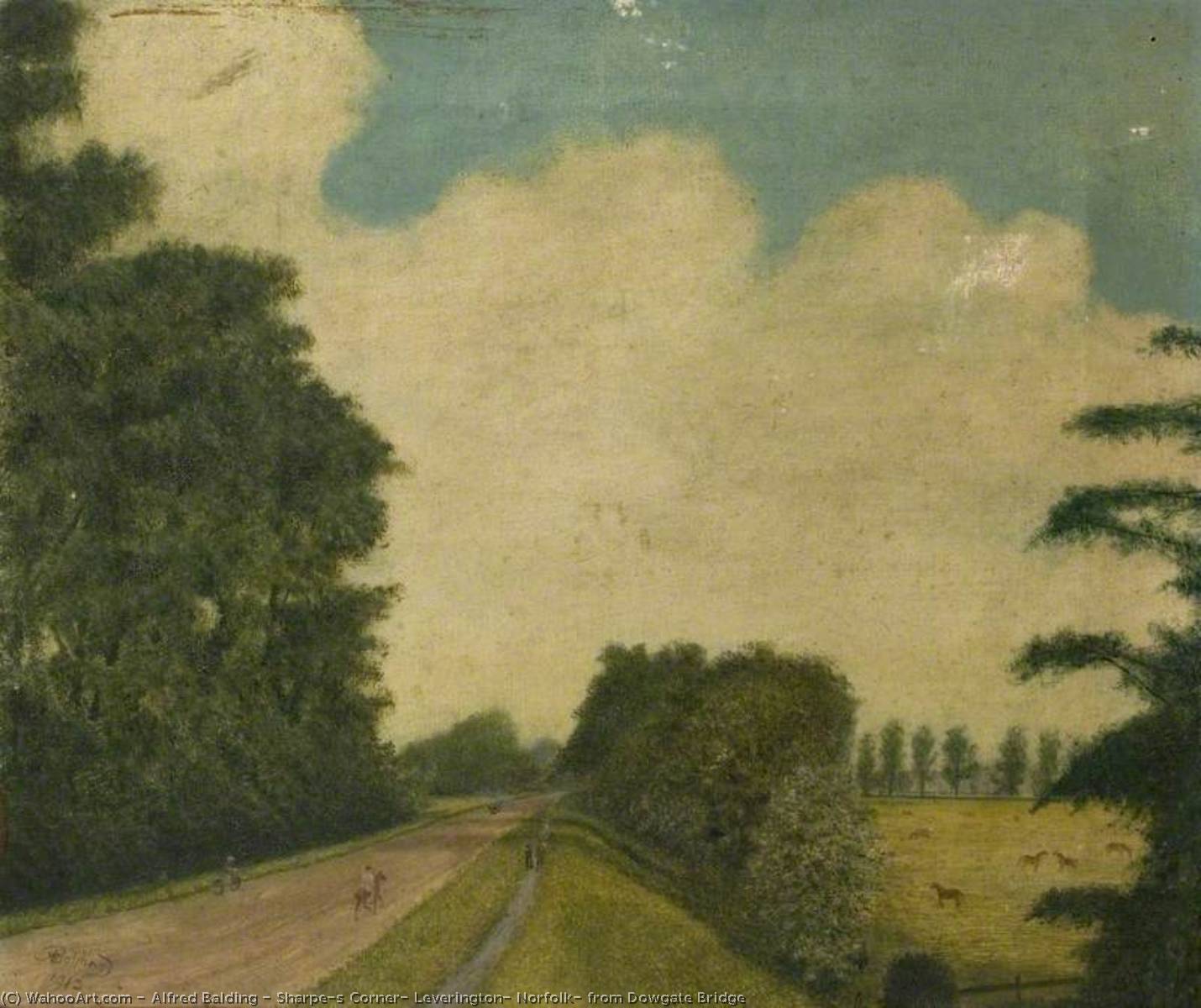 Wikioo.org - The Encyclopedia of Fine Arts - Painting, Artwork by Alfred Balding - Sharpe's Corner, Leverington, Norfolk, from Dowgate Bridge
