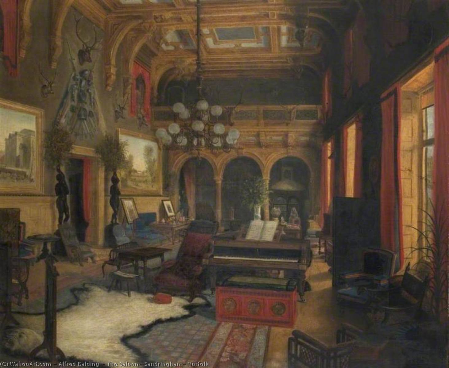 Wikioo.org - The Encyclopedia of Fine Arts - Painting, Artwork by Alfred Balding - The Saloon, Sandringham, Norfolk