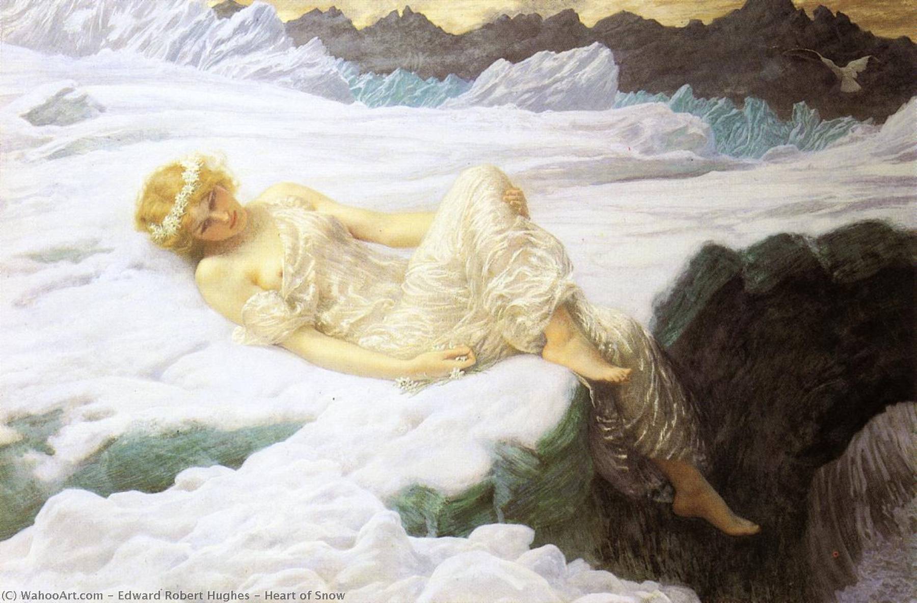 Wikioo.org – La Enciclopedia de las Bellas Artes - Pintura, Obras de arte de Edward Robert Hughes - corazon de nieve