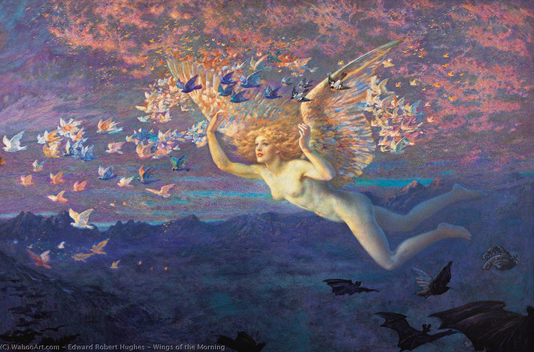 Wikioo.org - The Encyclopedia of Fine Arts - Painting, Artwork by Edward Robert Hughes - Wings of the Morning