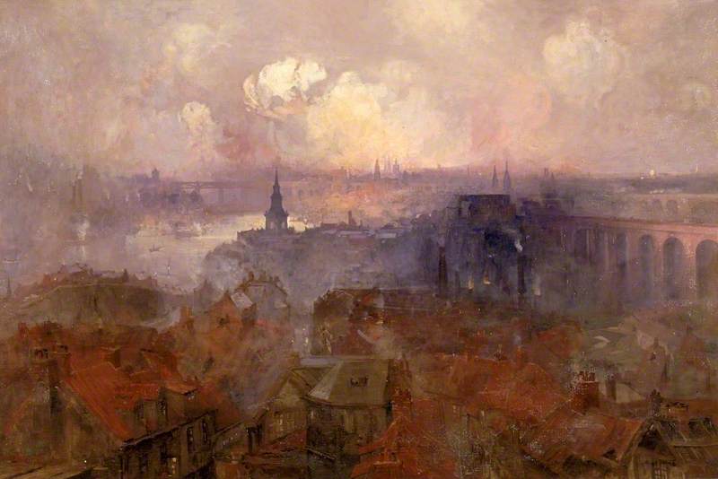 Wikioo.org - The Encyclopedia of Fine Arts - Painting, Artwork by Niels Møller Lund - Newcastle upon Tyne from the East