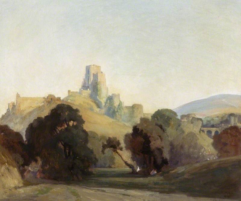 Wikioo.org - The Encyclopedia of Fine Arts - Painting, Artwork by Niels Møller Lund - Corfe Castle, Dorset