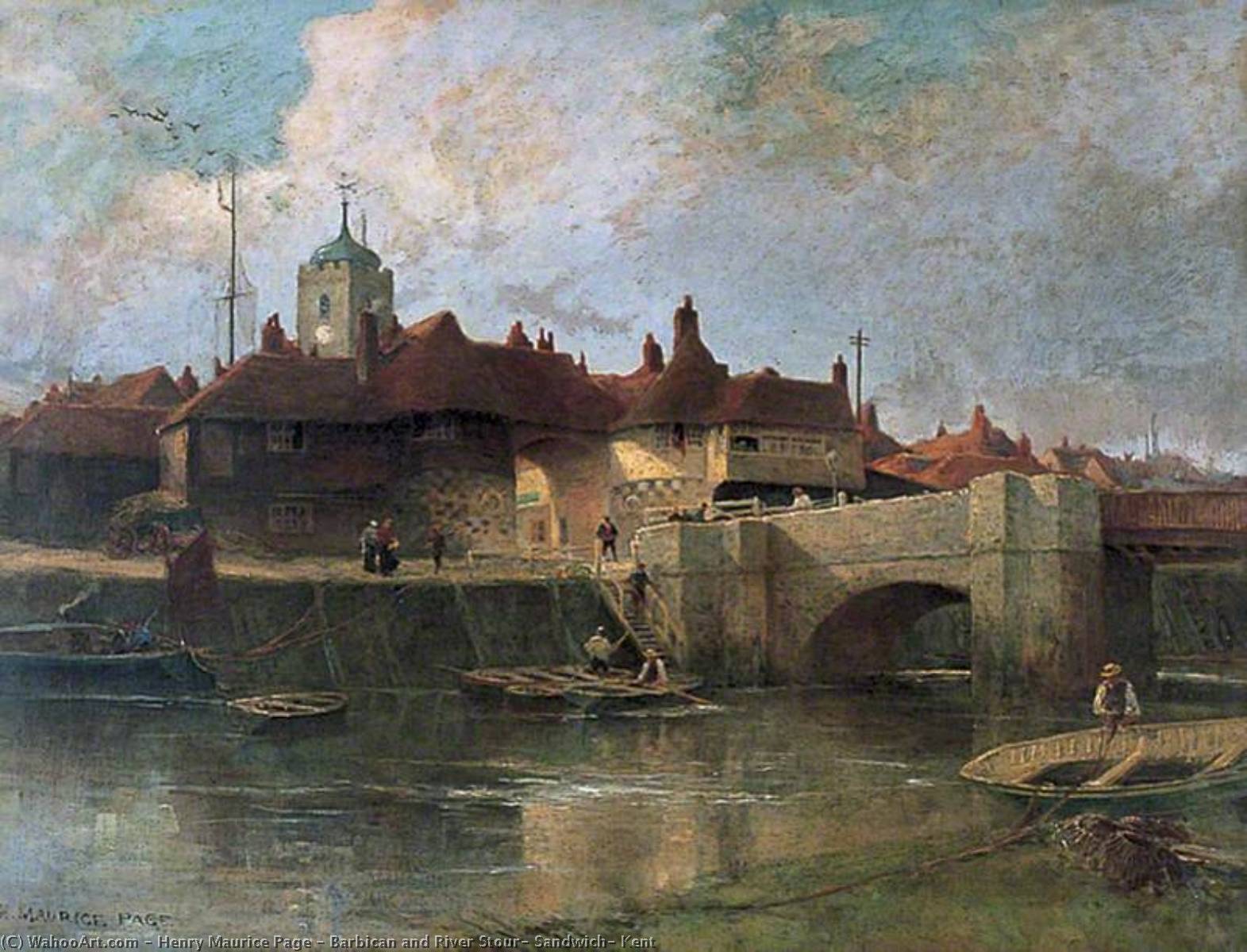 Wikioo.org - The Encyclopedia of Fine Arts - Painting, Artwork by Henry Maurice Page - Barbican and River Stour, Sandwich, Kent