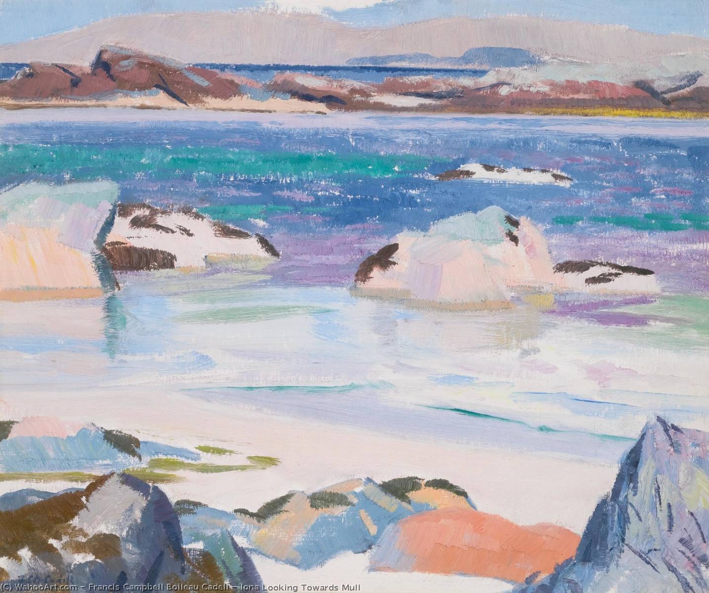 Wikioo.org - The Encyclopedia of Fine Arts - Painting, Artwork by Francis Campbell Boileau Cadell - Iona Looking Towards Mull