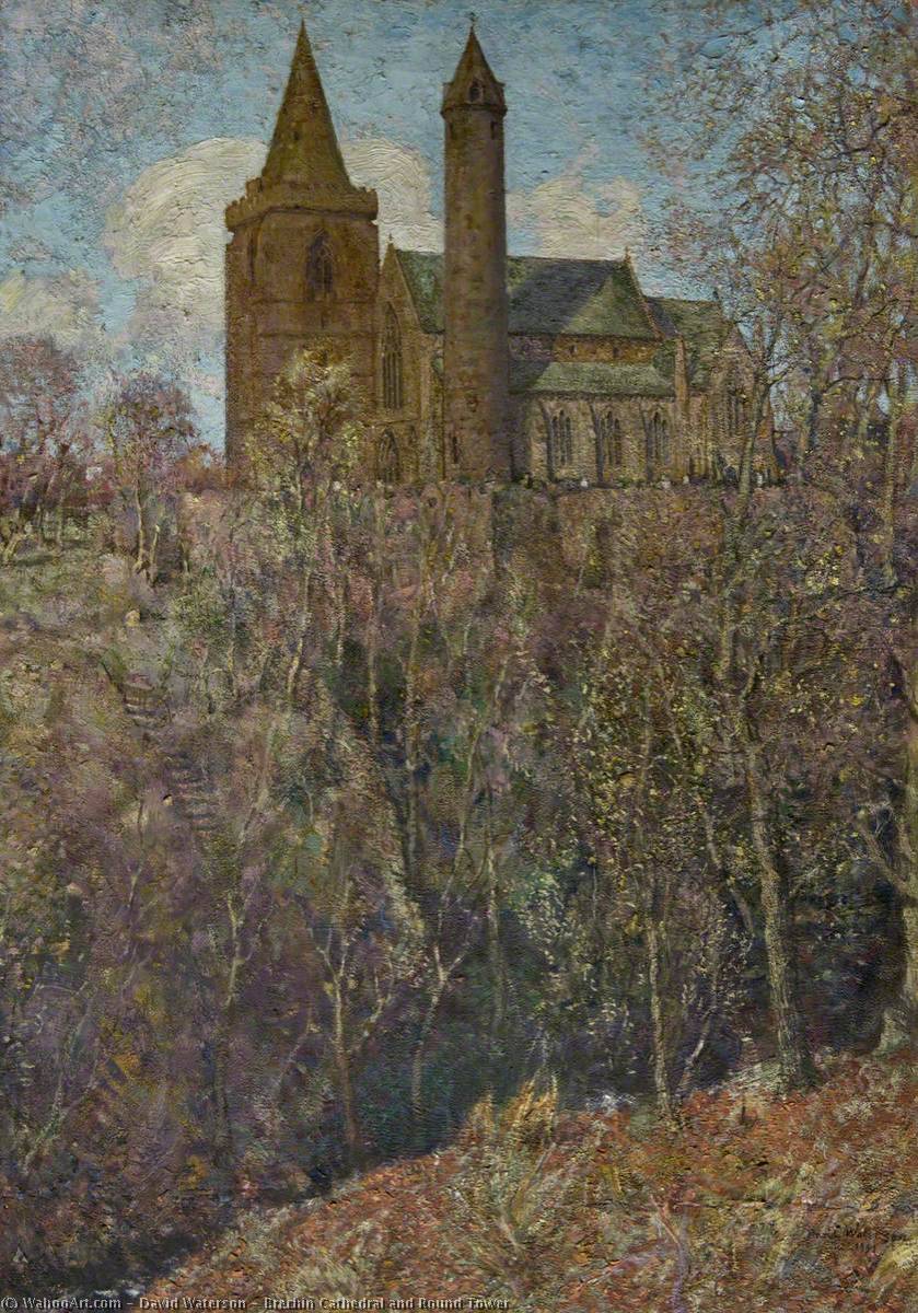 Wikioo.org - The Encyclopedia of Fine Arts - Painting, Artwork by David Waterson - Brechin Cathedral and Round Tower