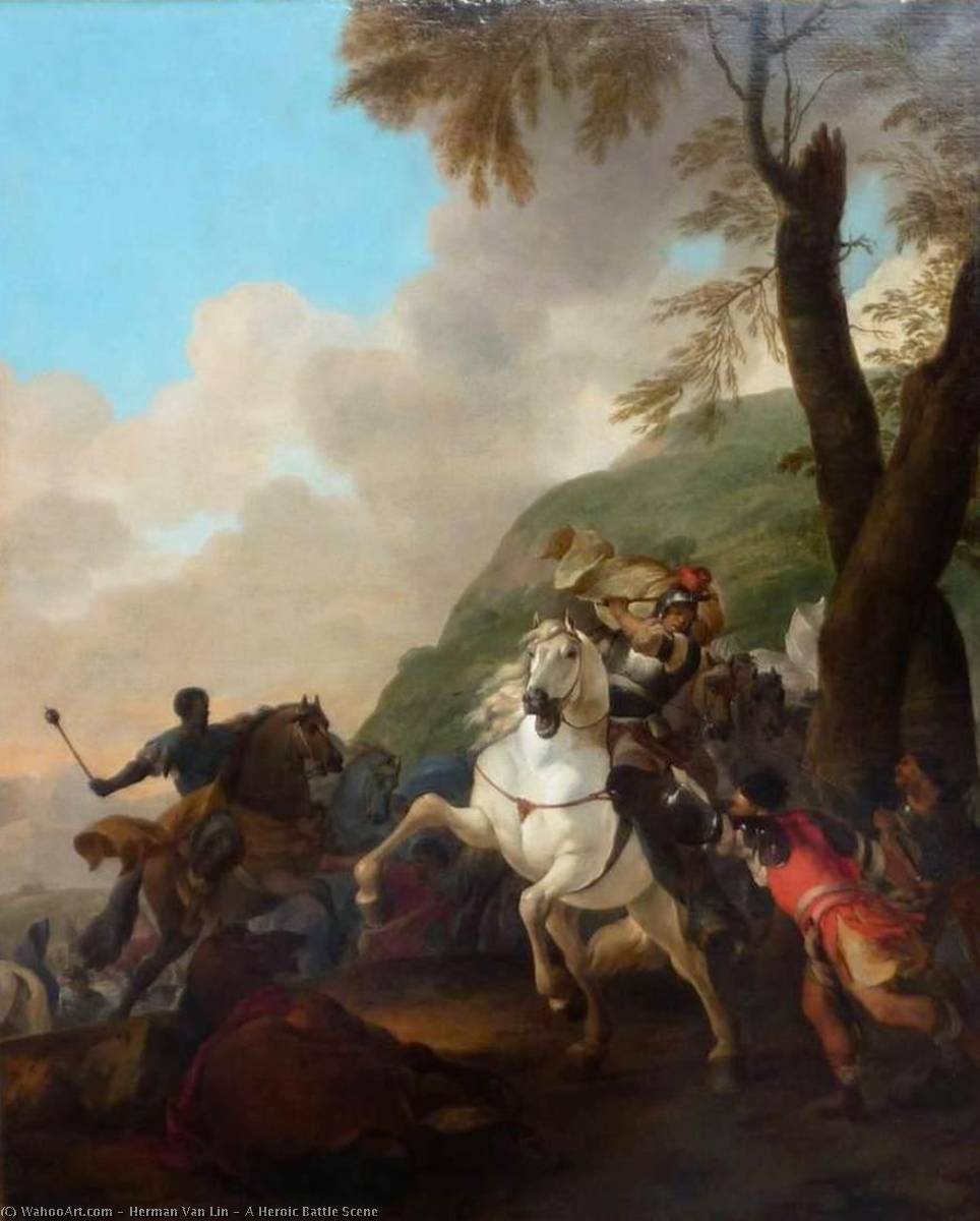 Wikioo.org - The Encyclopedia of Fine Arts - Painting, Artwork by Herman Van Lin - A Heroic Battle Scene
