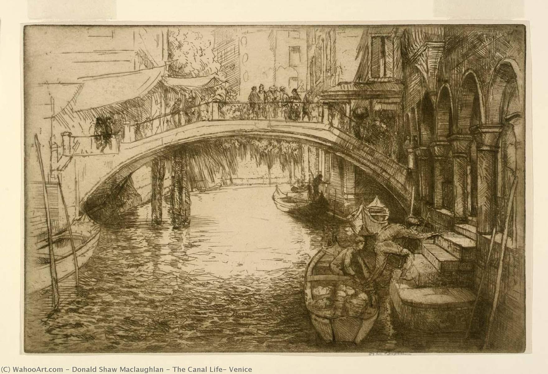 WikiOO.org - Encyclopedia of Fine Arts - Maalaus, taideteos Donald Shaw Maclaughlan - The Canal Life, Venice