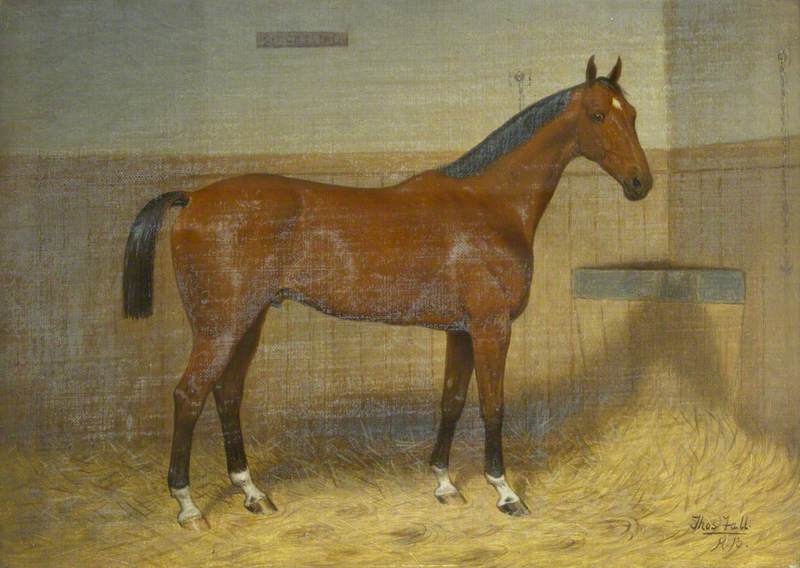 Wikioo.org - The Encyclopedia of Fine Arts - Painting, Artwork by Thomas Hall - 'Circassion', a Hunter in a Stable