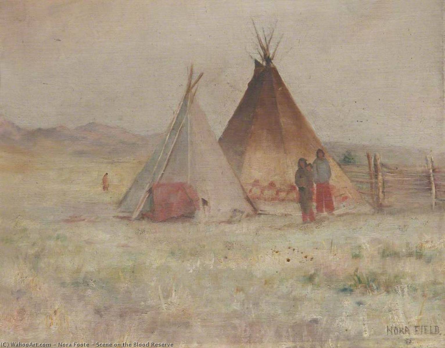 Wikioo.org - The Encyclopedia of Fine Arts - Painting, Artwork by Nora Foote - Scene on the Blood Reserve