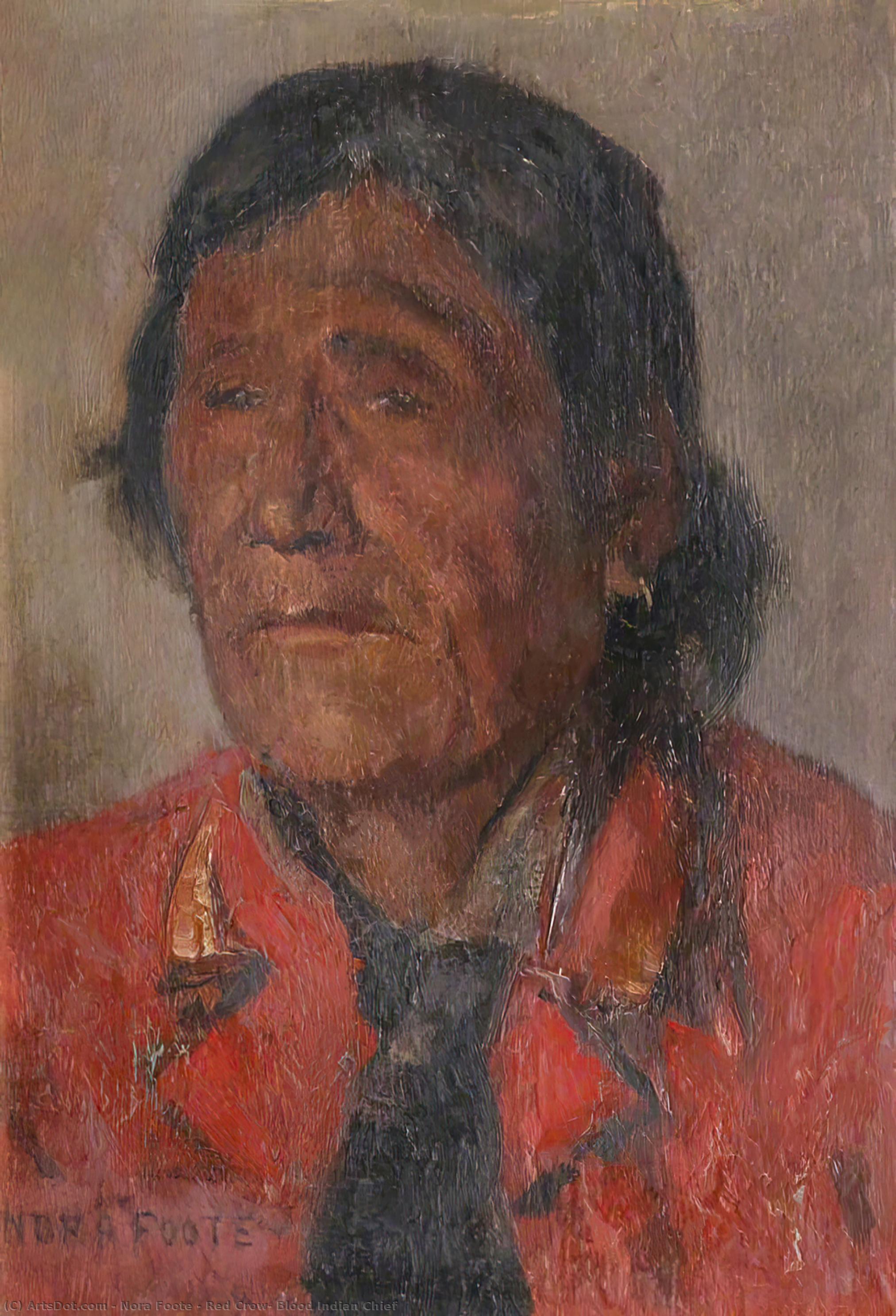 Wikioo.org - The Encyclopedia of Fine Arts - Painting, Artwork by Nora Foote - Red Crow, Blood Indian Chief