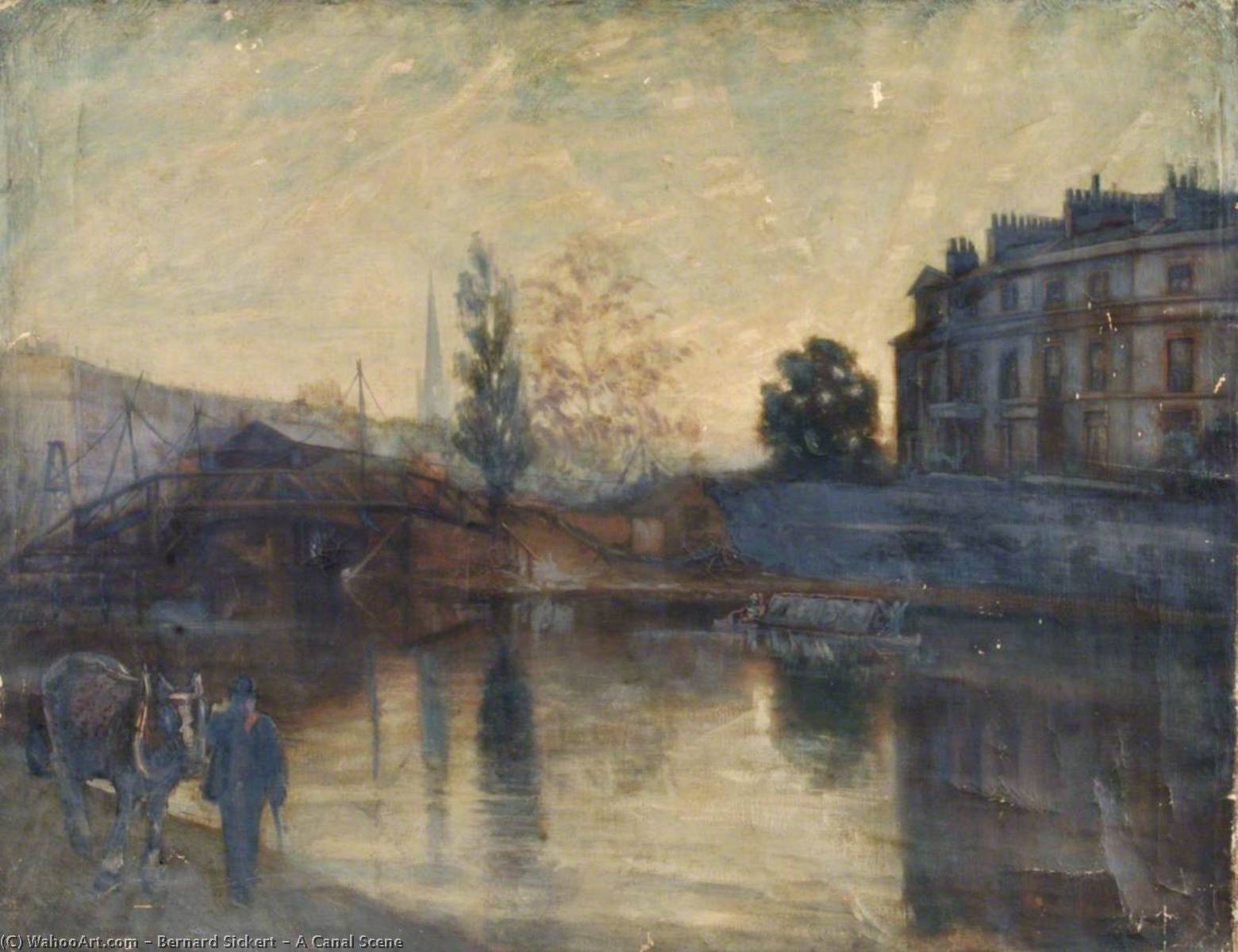 Wikioo.org - The Encyclopedia of Fine Arts - Painting, Artwork by Bernard Sickert - A Canal Scene