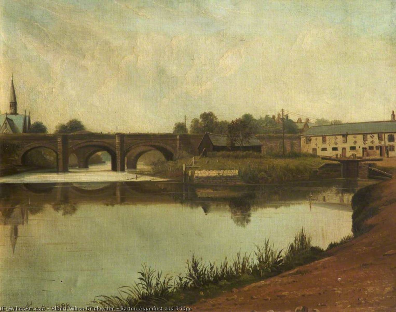 Wikioo.org - The Encyclopedia of Fine Arts - Painting, Artwork by Albert Milton Drinkwater - Barton Aqueduct and Bridge