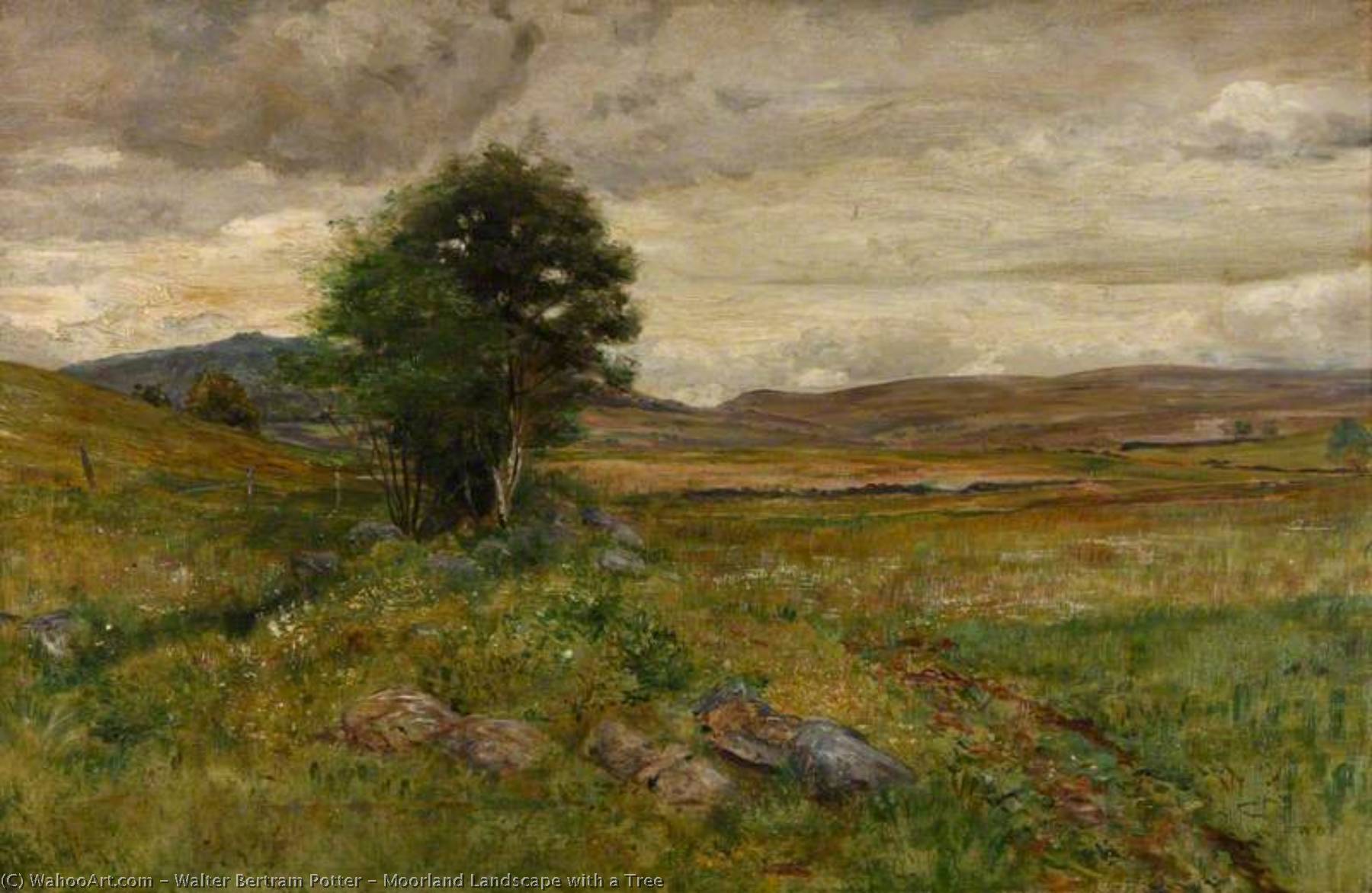 Wikioo.org - The Encyclopedia of Fine Arts - Painting, Artwork by Walter Bertram Potter - Moorland Landscape with a Tree