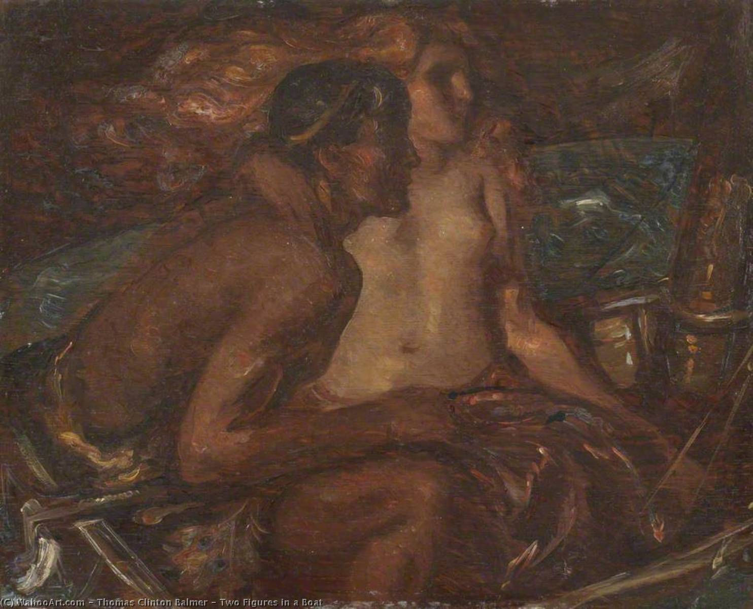Wikioo.org - The Encyclopedia of Fine Arts - Painting, Artwork by Thomas Clinton Balmer - Two Figures in a Boat