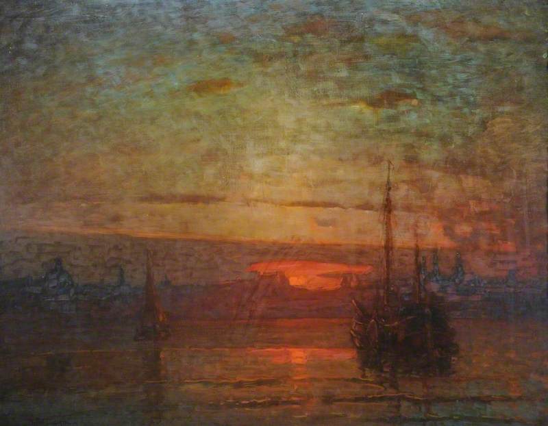 Wikioo.org - The Encyclopedia of Fine Arts - Painting, Artwork by Moffat Peter Lindner - Sunset, Dordrecht, The Netherlands