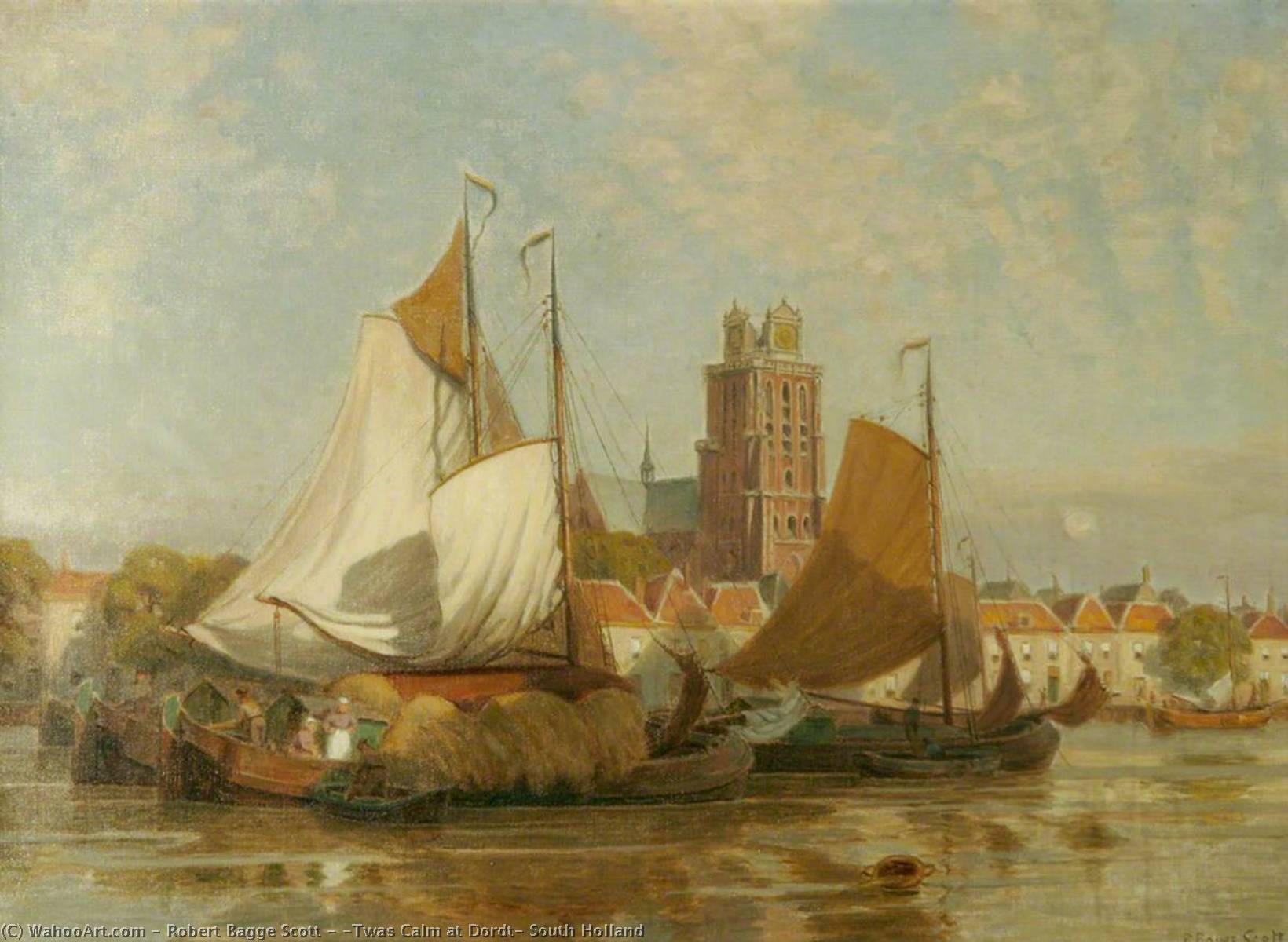 Wikioo.org - The Encyclopedia of Fine Arts - Painting, Artwork by Robert Bagge Scott - 'Twas Calm at Dordt, South Holland