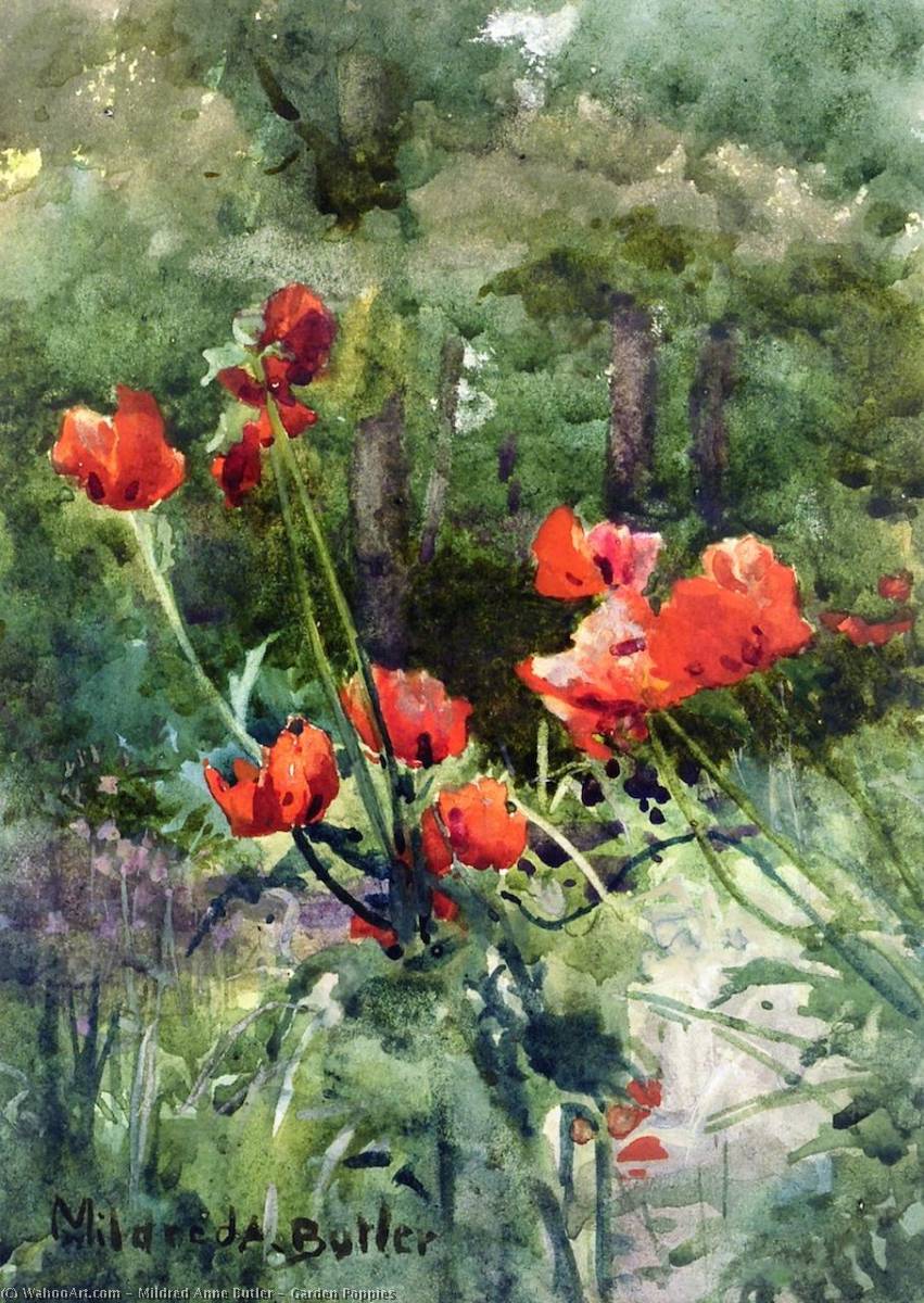 Wikioo.org - The Encyclopedia of Fine Arts - Painting, Artwork by Mildred Anne Butler - Garden Poppies