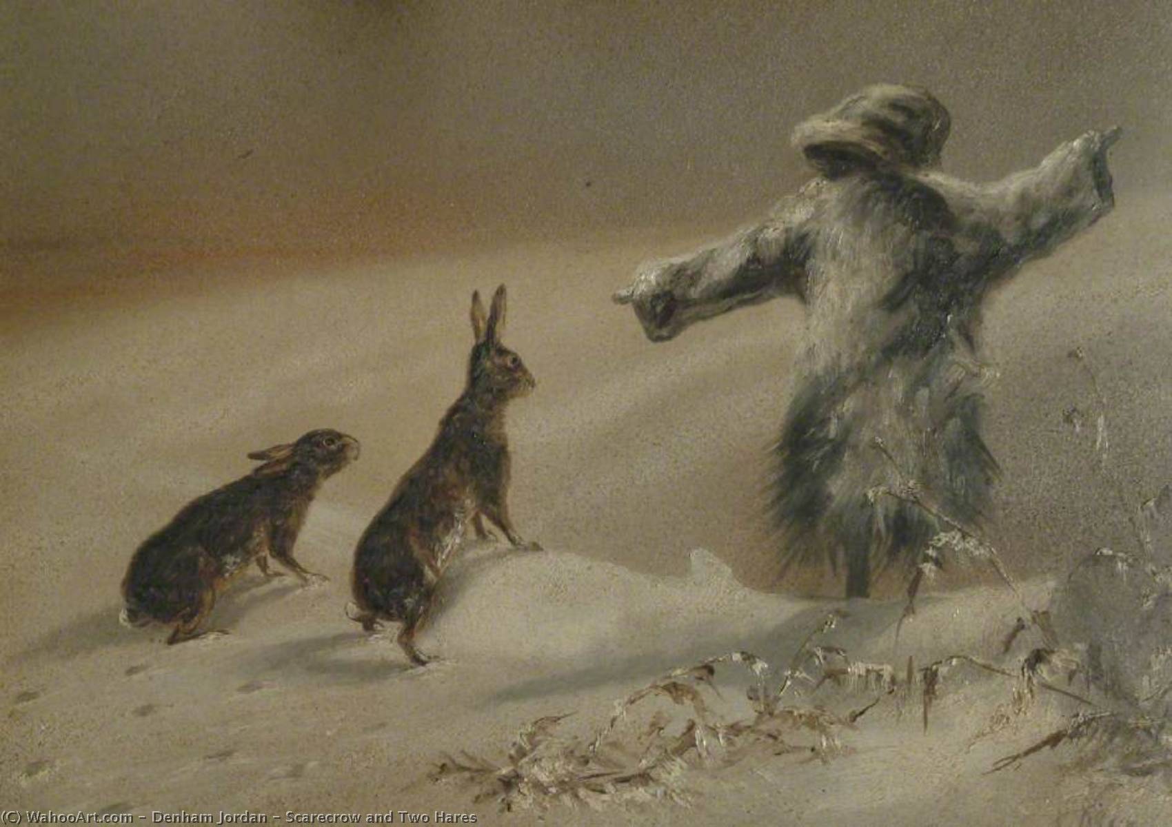 Wikioo.org - The Encyclopedia of Fine Arts - Painting, Artwork by Denham Jordan - Scarecrow and Two Hares