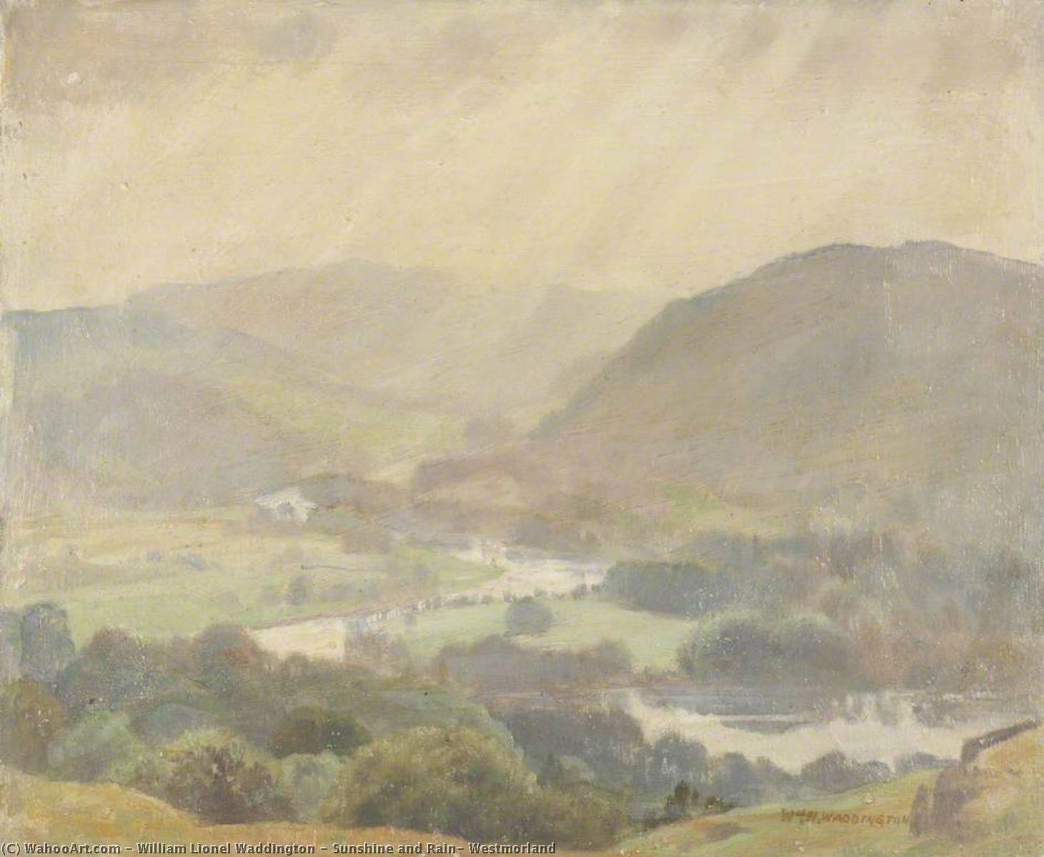 Wikioo.org - The Encyclopedia of Fine Arts - Painting, Artwork by William Lionel Waddington - Sunshine and Rain, Westmorland