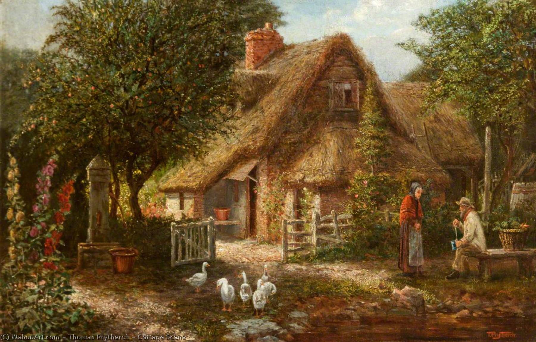 Wikioo.org - The Encyclopedia of Fine Arts - Painting, Artwork by Thomas Prytherch - Cottage Scene