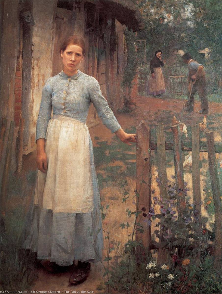 Wikioo.org - The Encyclopedia of Fine Arts - Painting, Artwork by George Clausen - The Girl at the Gate