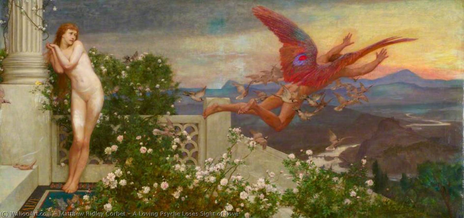 Wikioo.org – La Enciclopedia de las Bellas Artes - Pintura, Obras de arte de Matthew Ridley Corbet - Un amoroso  Psique  pierde  aspecto  todaclasede  amor
