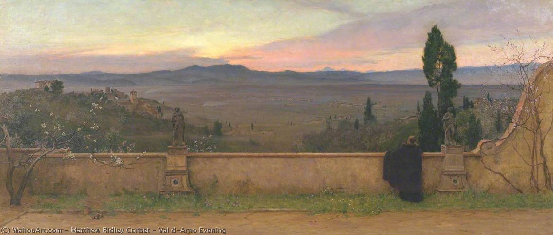 Wikioo.org - The Encyclopedia of Fine Arts - Painting, Artwork by Matthew Ridley Corbet - Val d'Arno Evening