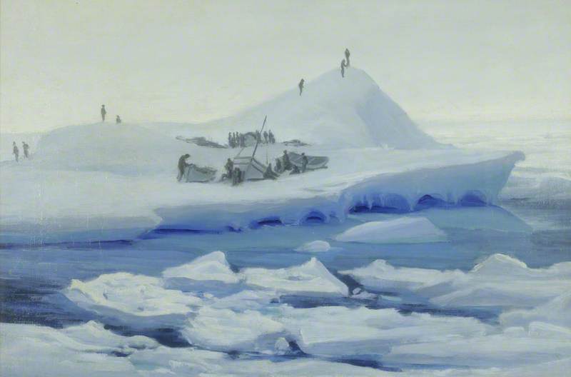 Wikioo.org - The Encyclopedia of Fine Arts - Painting, Artwork by George E Marston - Look Out from a Camp on a Large Ice Floe, Weddell Sea