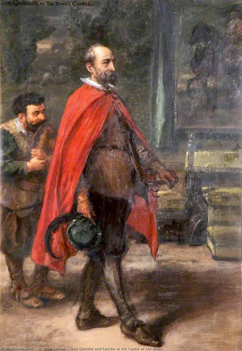 Wikioo.org - The Encyclopedia of Fine Arts - Painting, Artwork by John Gilbert - Don Quixote and Sancho at the Castle of the Duke