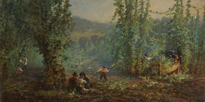 Wikioo.org - The Encyclopedia of Fine Arts - Painting, Artwork by Charles Edward Wright - Hop Gathering