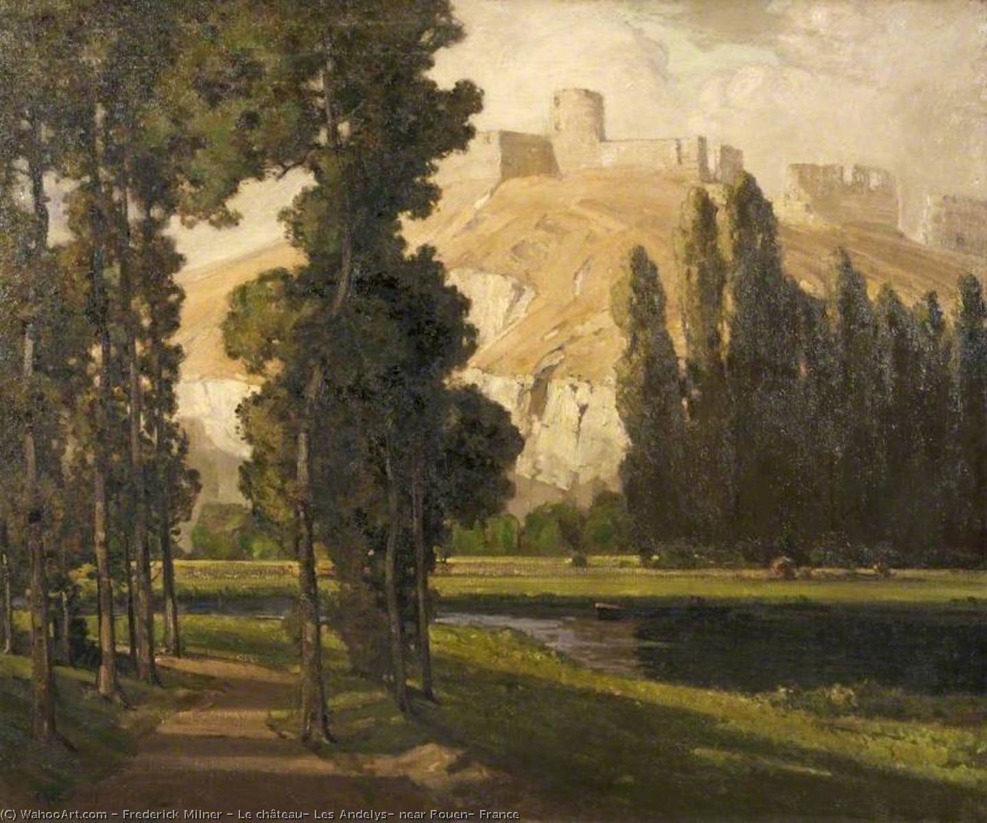 Wikioo.org - The Encyclopedia of Fine Arts - Painting, Artwork by Frederick Milner - Le château, Les Andelys, near Rouen, France