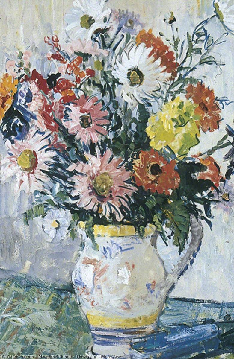 Wikioo.org - The Encyclopedia of Fine Arts - Painting, Artwork by Mary Ethel Hunter - Flowers in a White Vase